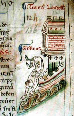 Flambard accomplished what many of later prisoners of the Tower tried but failed -- a successful escape. Depicted here is a later, unsuccessful attempt, of XXXX who fell to his death in XXXX.